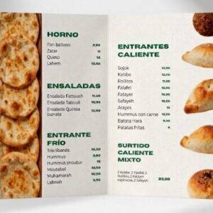 Diseño Carta Restaurante Diptico 4 Paginas | A4