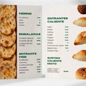 CARTA SIMPLE 2 CARAS | A4 o A5 (hasta 20 platos)